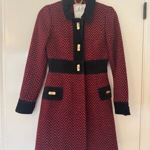 Milly Red and Black Chevron Coat